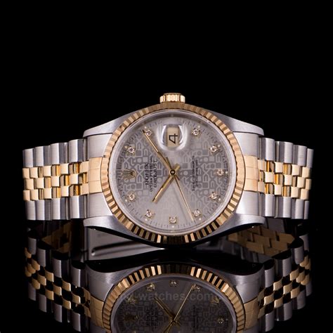 rolex oyster perpetual datejust gold diamonds has 16233 green sticker|rolex datejust 16233 day night.